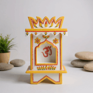 Marble Tulsi Pot, Traditional Painting (Small)