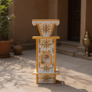 Marble Tulsi Pot, Traditional Painting