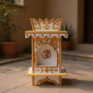 Marble Tulsi Pot, Traditional Painting